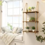 Étagères murale suspendu en bois et corde - 6 metres